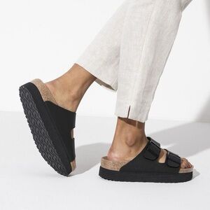 Birkenstock | Papillio Arizona Flex Platform Vegan Slides Size 36 (5-5.5) Black